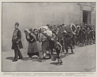 The Crisis in Constantinople, Armenian Refugees leaving the Supreme Consular Court